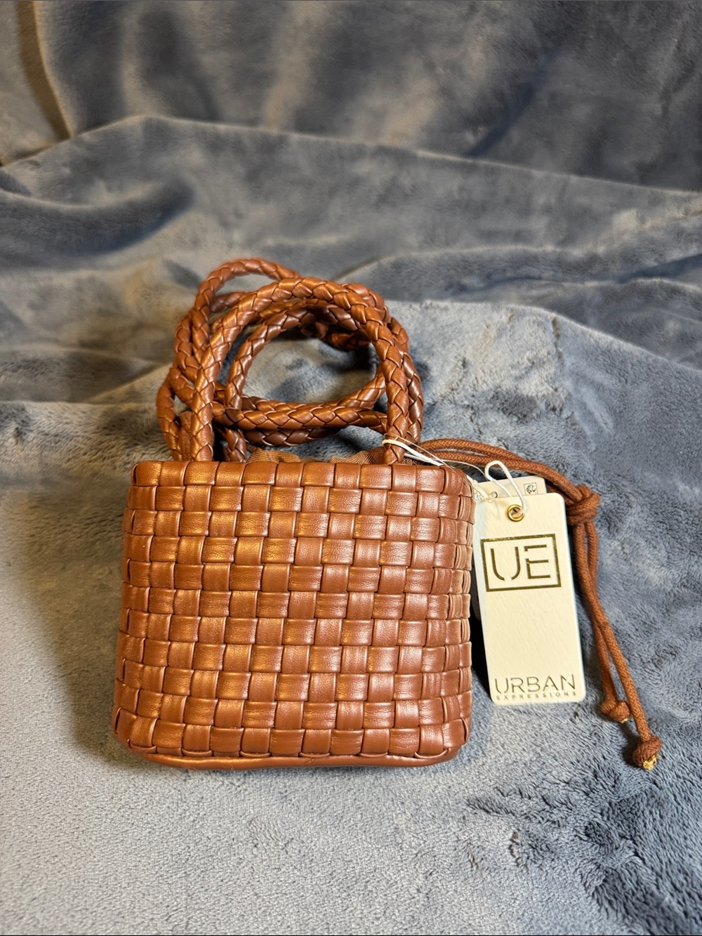 Urban Expressions Tan Woven Mini Bag with Braided Strap